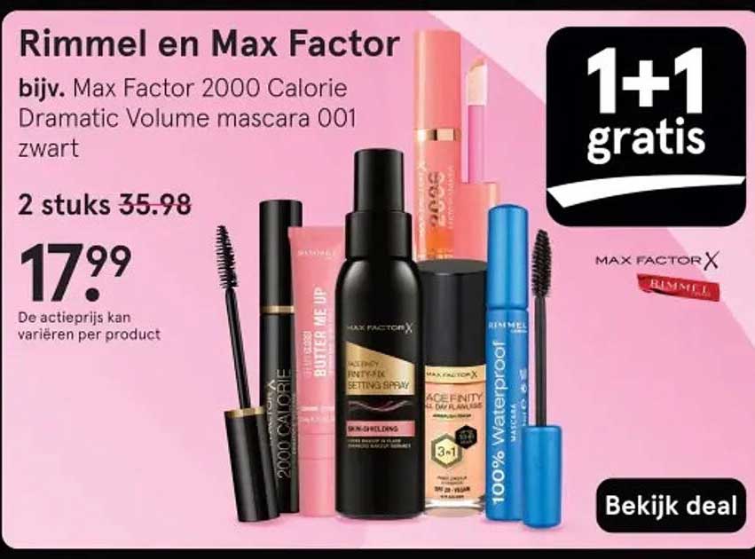 Rimmel en Max Factor bijv. Max Factor 2000 Calorie Dramatic Volume mascara 001 zwart