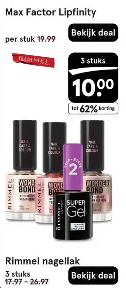 Rimmel nagellak 3 stuks 10,00