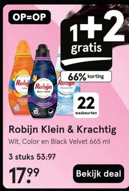 Robijn Klein & Krachtig - Wit, Color en Black Velvet 665 ml