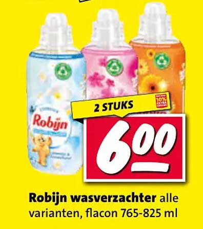Robijn wasverzachter alle varianten, flacon 765-825 ml