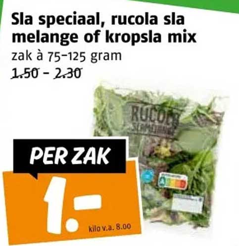 Sla speciaal, rucola sla melange of kropsla mix
