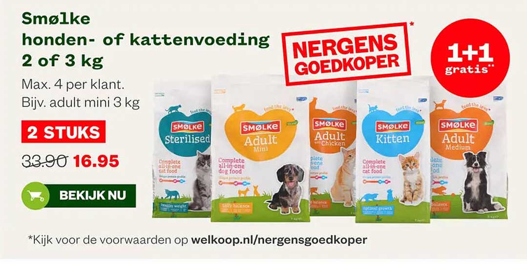 Smølke honden- of kattenvoeding 2 of 3 kg