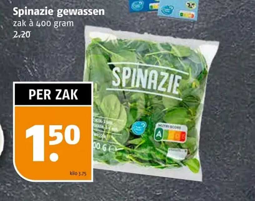 Spinazie gewassen zak à 400 gram
