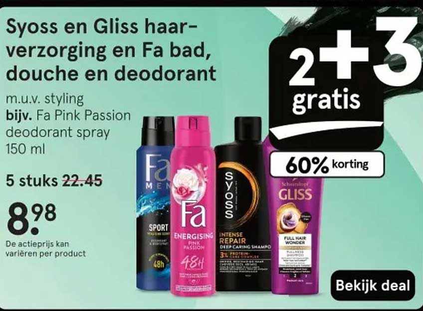 Syoss en Gliss haarverzorging en Fa bad, douche en deodorant