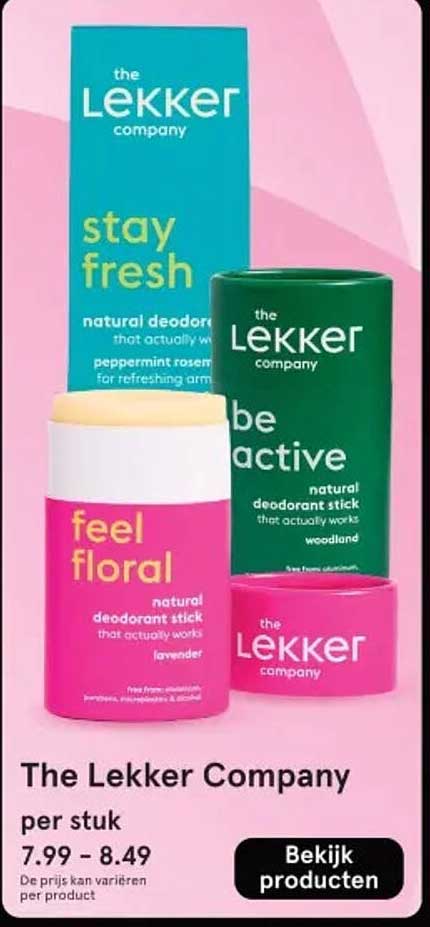 The Lekker Company natuurlijke deodorantsticks