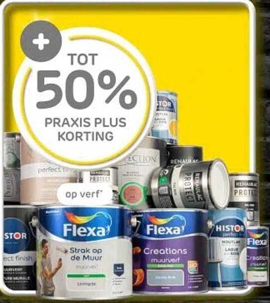 Tot 50% Praxis Plus korting op verf