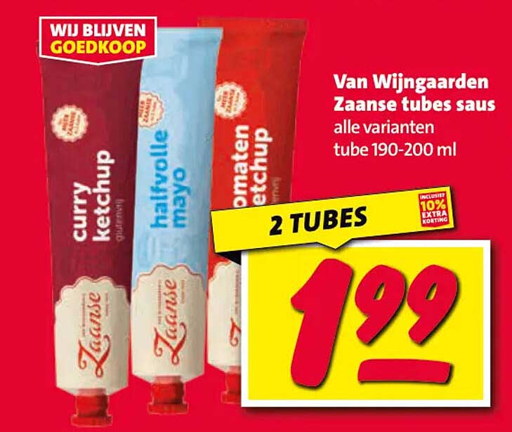 Van Wijngaarden Zaanse tubes saus, alle varianten tube 190-200 ml