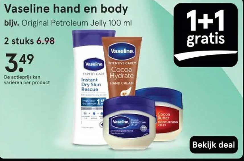 Vaseline hand en body bijv. Original Petroleum Jelly 100 ml