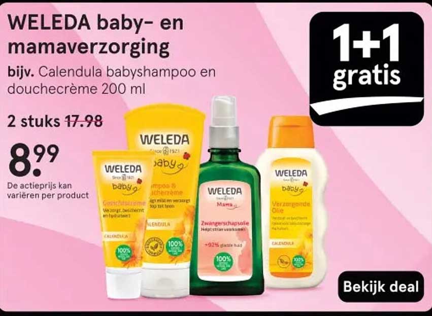 WELEDA baby- en mamaverzorging bijv. Calendula babyshampoo en douchecrème 200 ml