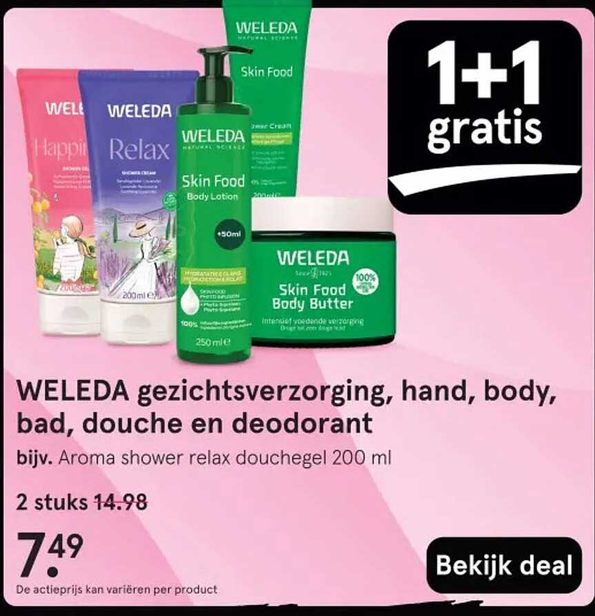 WELEDA gezichtsverzorging, hand, body, bad, douche en deodorant bijv. Aroma shower relax douchel 200 ml