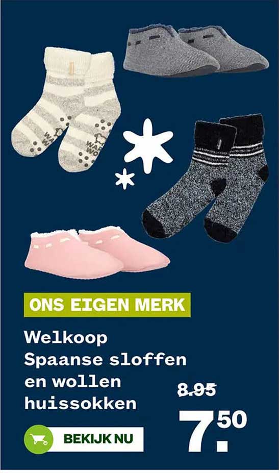Welkoop Spaanse sloffen en wollen huissokken