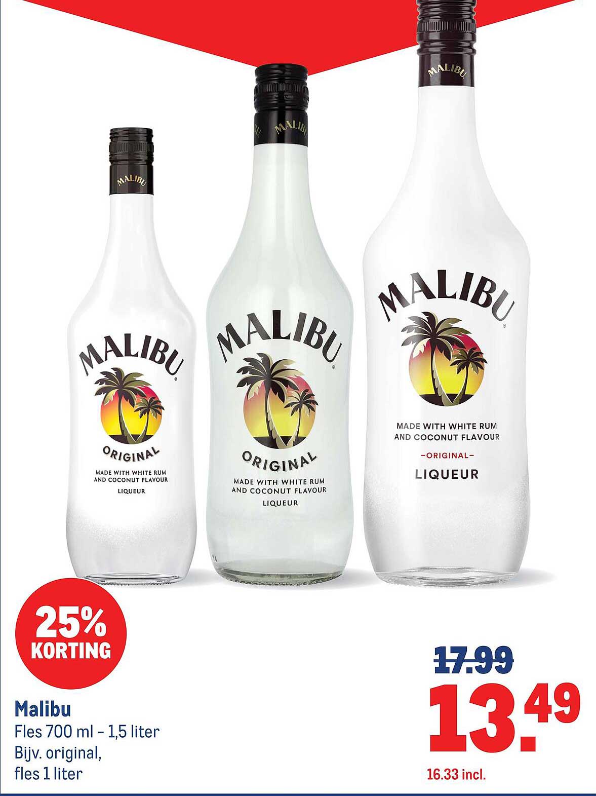 Malibu Fles 700 ml - 1,5 liter