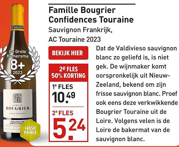Famille Bougrier Confidences Touraine Sauvignon Frankrijk, AC Touraine 2023
