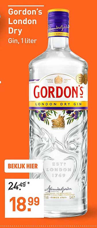 Gordon's London Dry Gin, 1 liter