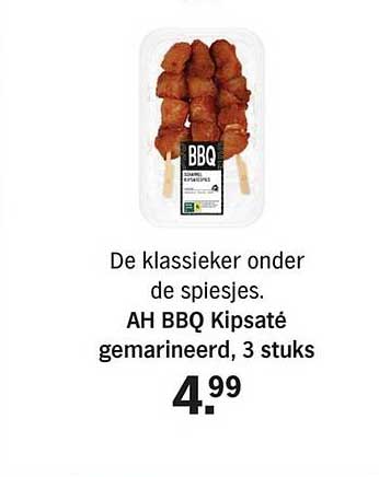 AH BBQ Kipsaté gemarineerd, 3 stuks