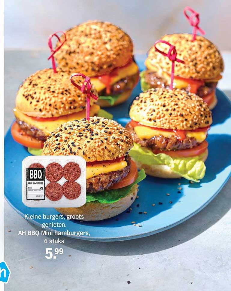 AH BBQ Mini hamburgers, 6 stuks