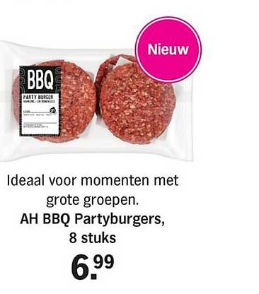 AH BBQ Partyburgers, 8 stuks