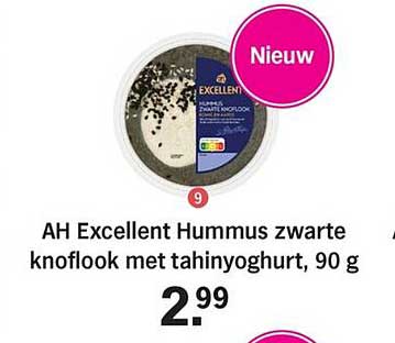 AH Excellent Hummus zwarte knoflook met tahinyoghurt, 90 g