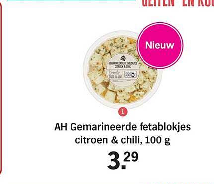 AH Gemarineerde fetablokjes citroen & chili, 100 g