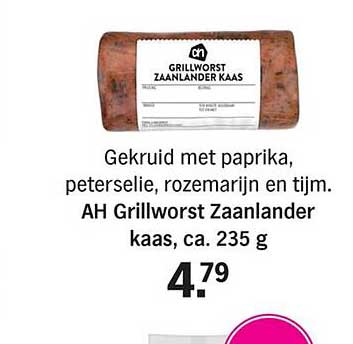 AH Grillworst Zaanlander kaas, ca. 235 g
