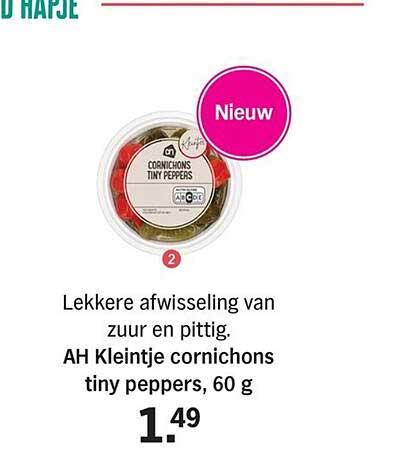 AH Kleintje cornichons tiny peppers, 60 g