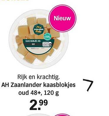 AH Zaanlander kaasblokjes oud 48+, 120 g