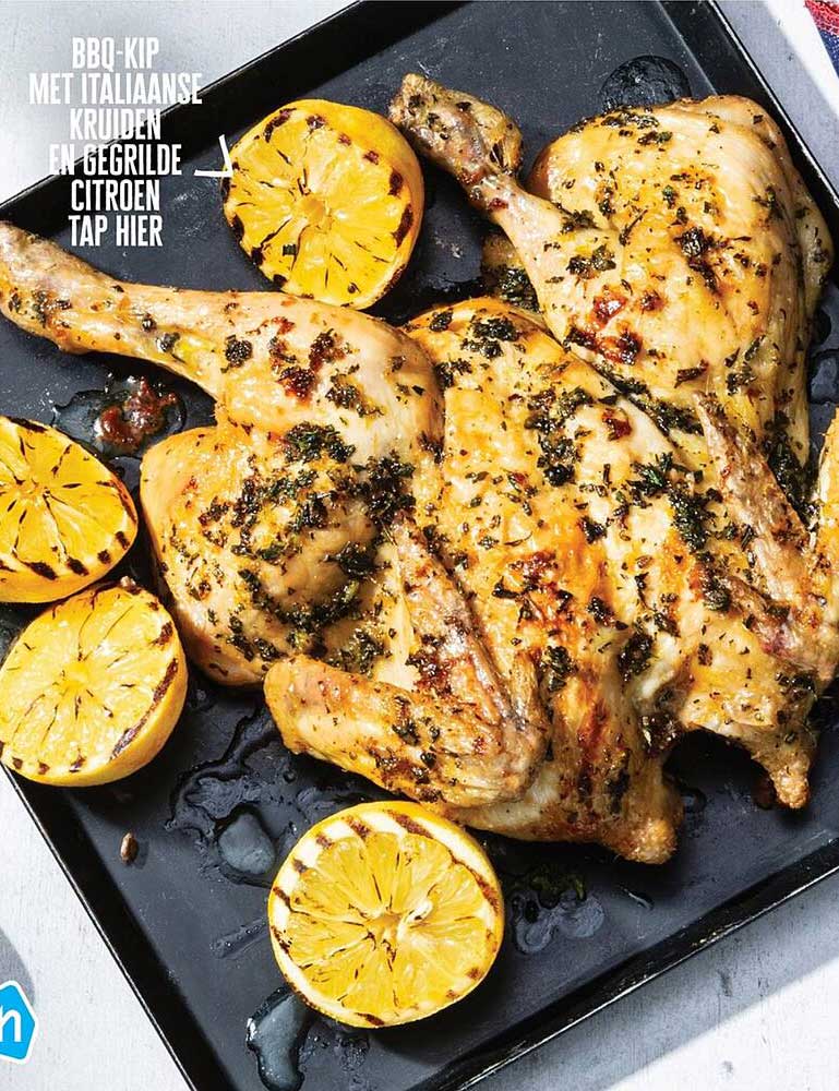 BBQ-kip met Italiaanse kruiden en gegrilde citroen tap hier