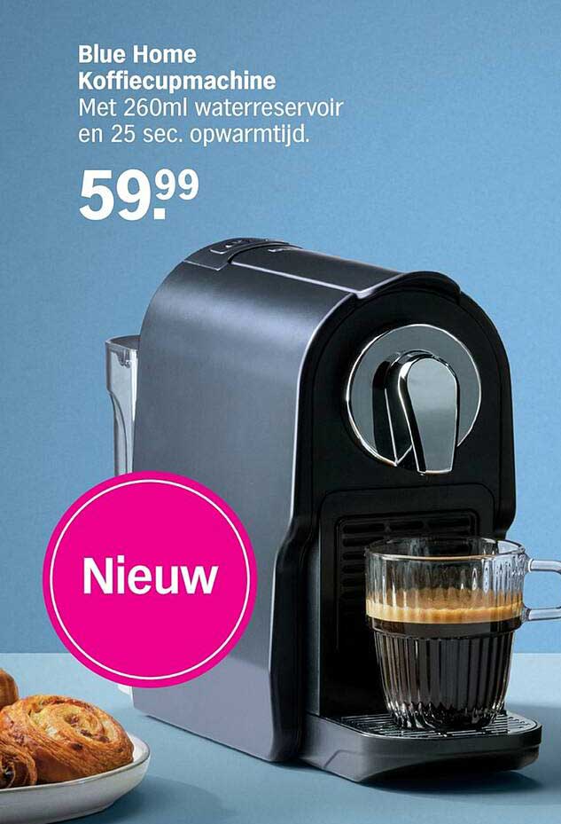Blue Home Koffiecupmachine Met 260ml waterreservoir en 25 sec. opwarmtijd.