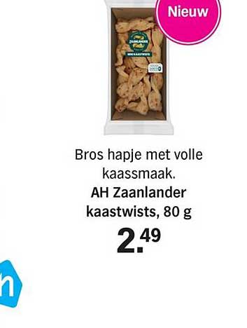 Bros hapje met volle kaassmaak. AH Zaanaander kaastwists, 80 g