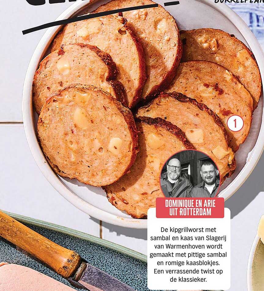 De kipgrillworst met sambal en kaas van Slagerij van Warmenhoven