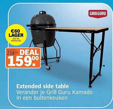 Extended side table Verander je Grill Guru Kamado in een buitenkeuken