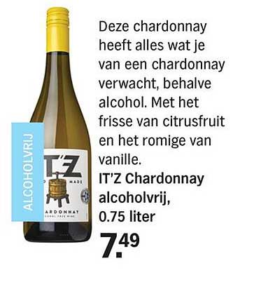 IT'Z Chardonnay alcoholvrij, 0.75 liter