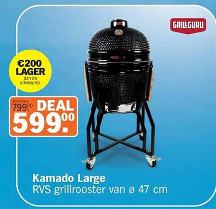 Kamado Large RVS grillrooster van ø 47 cm