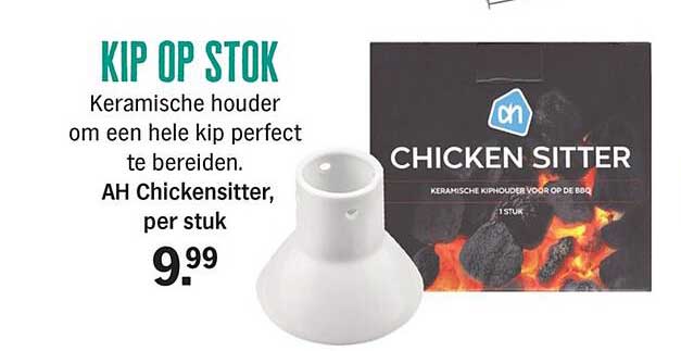KIP OP STOK Keramische houder om een hele kip perfect te bereiden. AH Chickensitter, per stuk