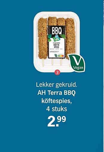 Lekker gekruid. AH Terra BBQ köftespies, 4 stuks