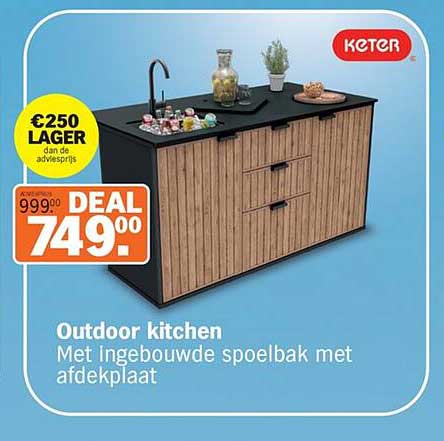 Outdoor kitchen Met Ingebouwde spoelbak met afdekplaat