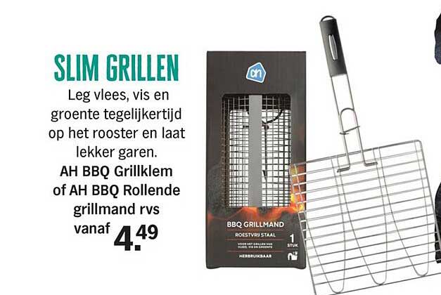 SLIM GRILLEN AH BBQ Grillklem of AH BBQ Rollende grillmand rvs