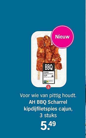 Voor wie van pittig houdt. AH BBQ Scharrel kippendijfiletspies cajun, 3 stuks Nieuw