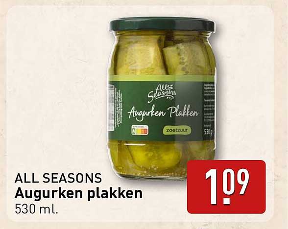 ALL SEASONS Augurken plakken 530 ml.