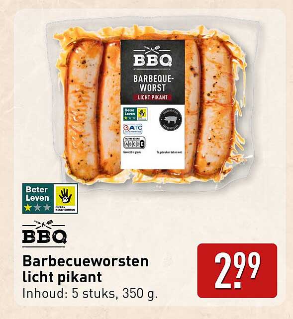 Barbecueworsten licht pikant