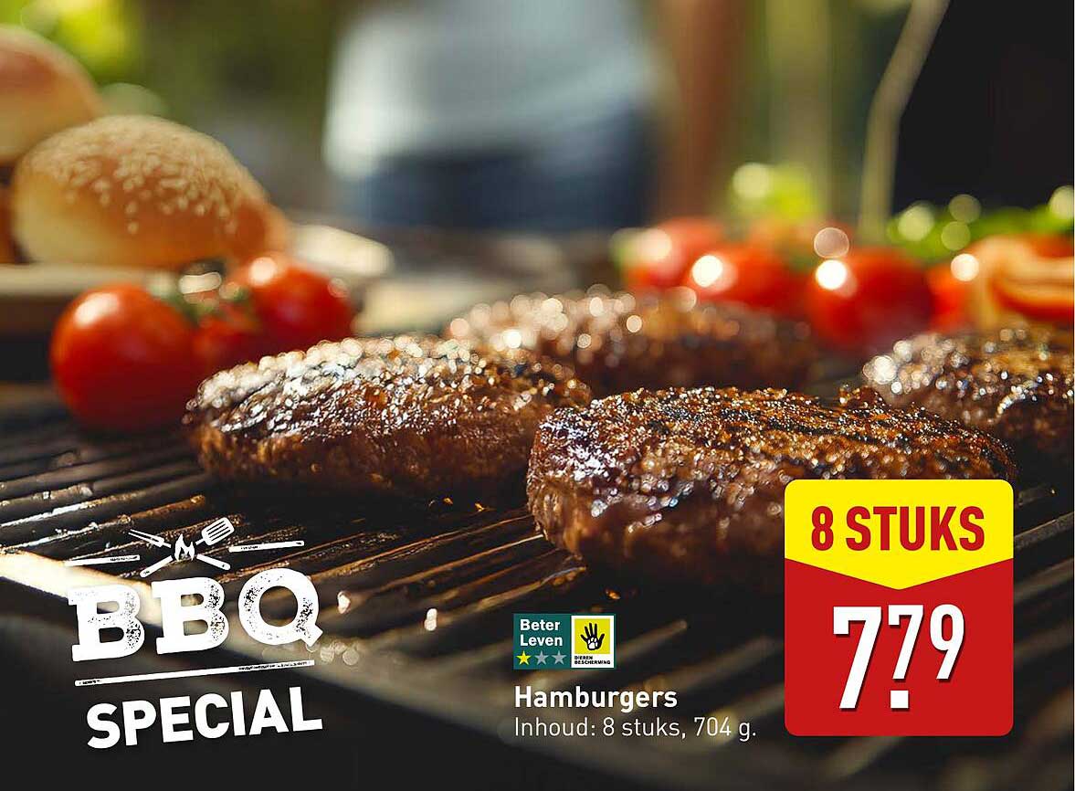 BBQ SPECIAL - Hamburgers, 8 stuks, 704 g.