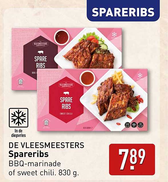 DE VLIESMEESTERS Spareribs BBQ-marinade of sweet chili 830 g.