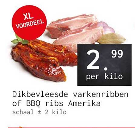 Dikbevliesde varkenribben of BBQ ribs Amerika