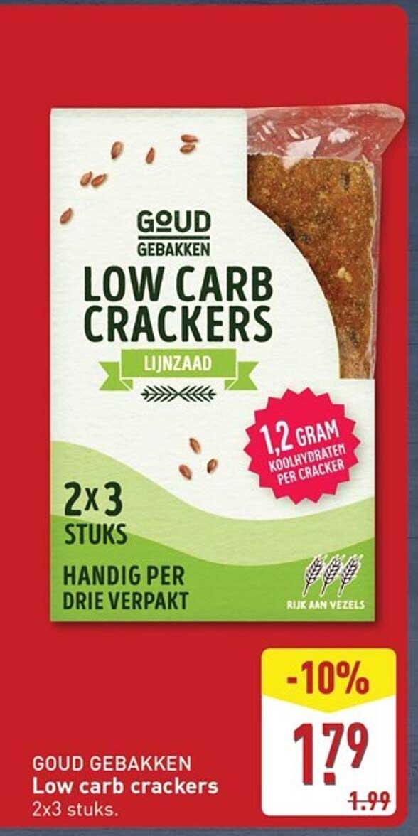 Goud Gebakken Low Carb Crackers 2x3 stuks.