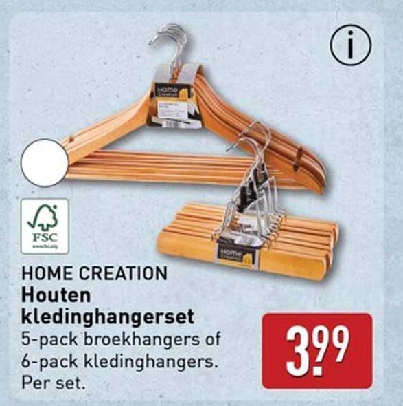 HOME CREATION Houten kledinghanger set
