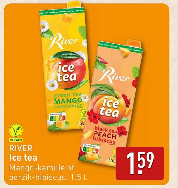 RIVER Ice tea Mango-kamille of perzik-hibiscus. 1.5 l.