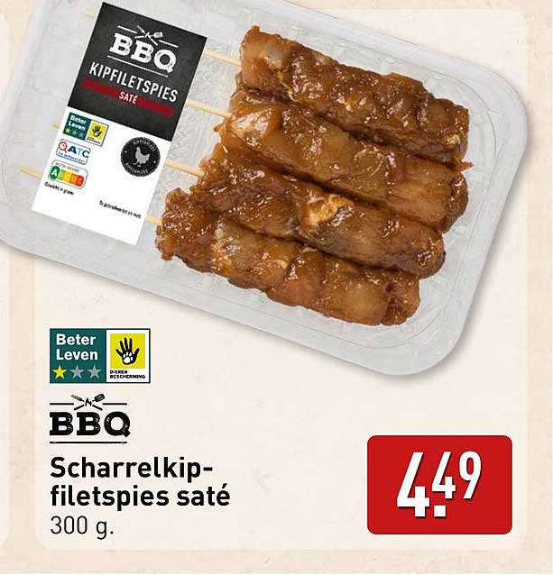 Scharreldkip-filetspies saté 300 g.