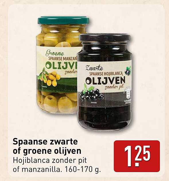 Spaans zwarte of groene olijven