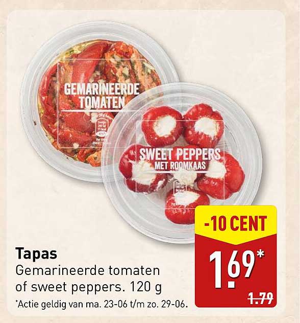 Tapas Gemarineerde tomaten of sweet peppers. 120 g