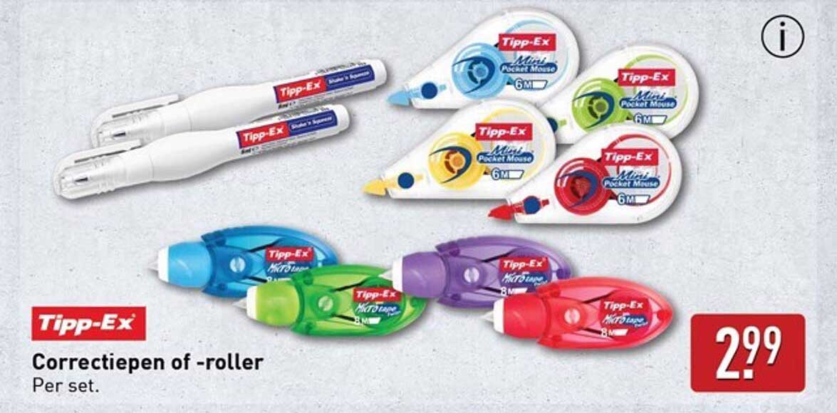 Tipp-Ex Correctiepen of -roller per set